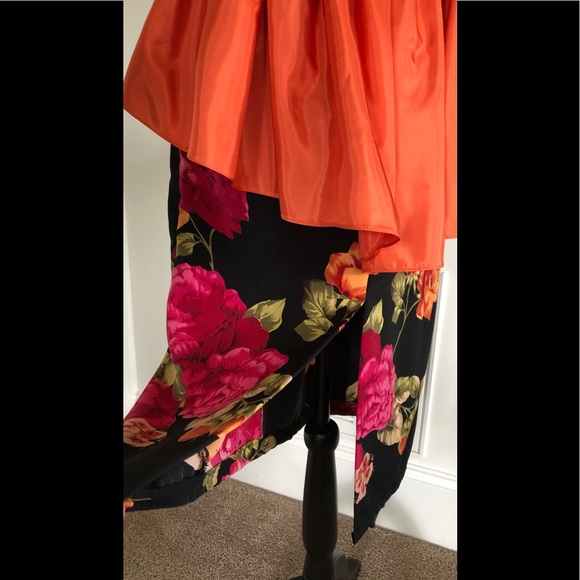 VTG 90's/50's Black bright lg. floral halter dress & Peplum apron size 4 petite - Picture 16 of 17